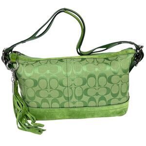 Vintage Coach East West Soho Shoulder Bag Purse Green C Design Logo #9363 Used